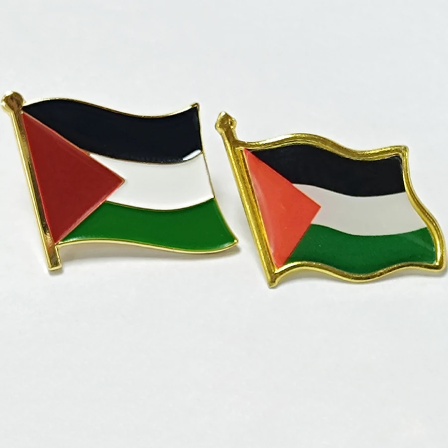 Manufacture Bulk Custom Round Soft Hard Enamel Metal Magnet Palestine Flag Badge Lapel Pin With Backing Card