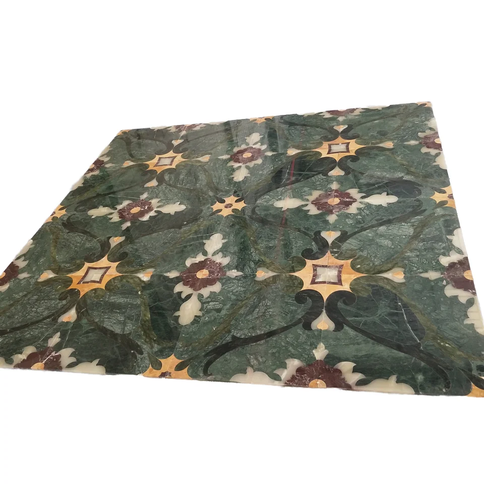 Natural green marble flooring border design medallion floor tiles