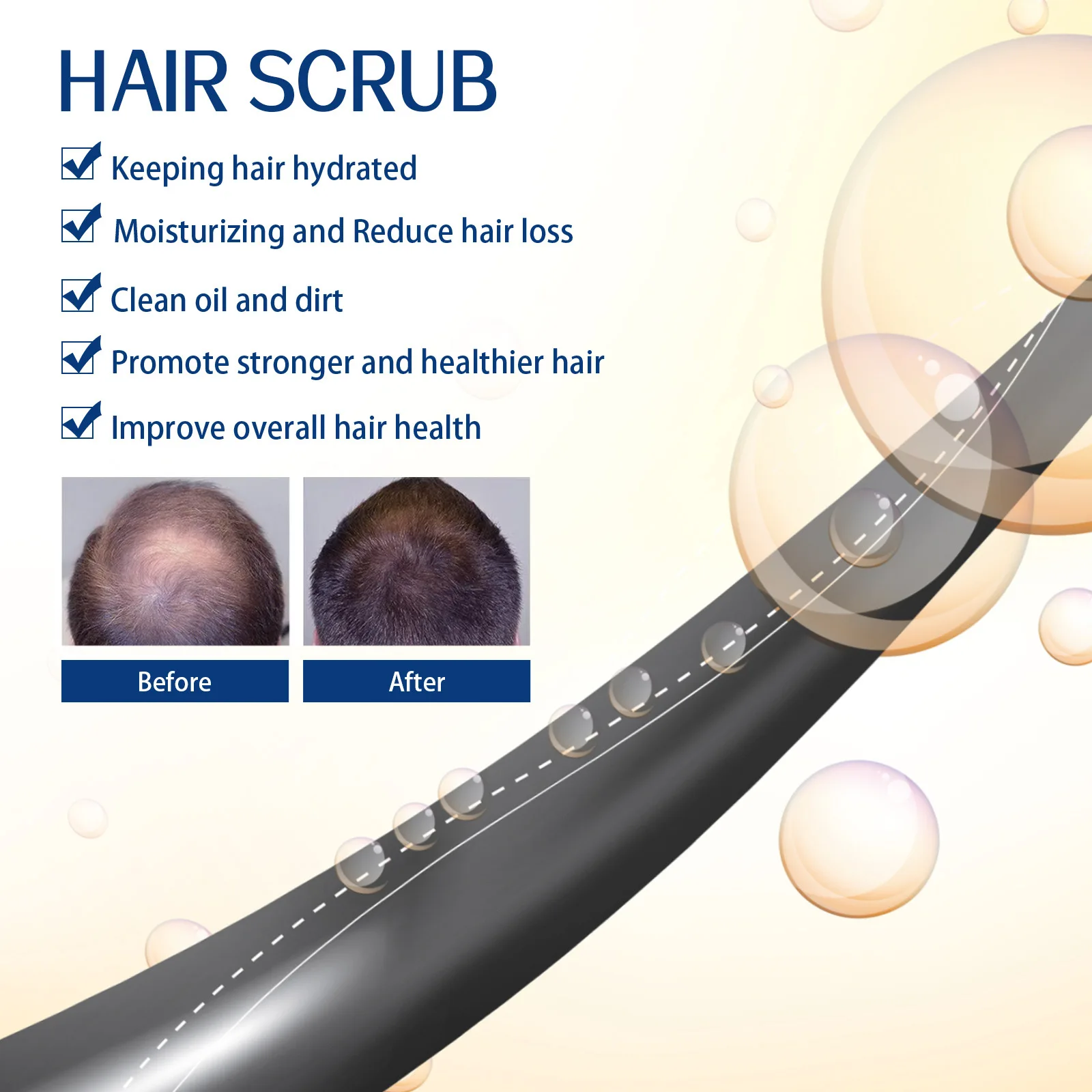 Hair Scrub Cream Cleanses Scalp, Cuticles, Relieves Itch, Moisturizes, Firms, and Prevents Hair Loss