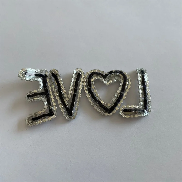 Customized iron on diamante love letter rhinestone patches