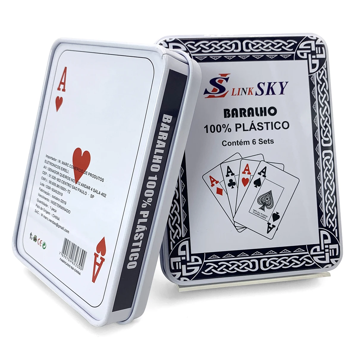 Custom Printed 100% Plastic Waterproof Jumbo Index Playing Cards 2 Deck 58*88mm Standard Advertising Poker with Tin Box