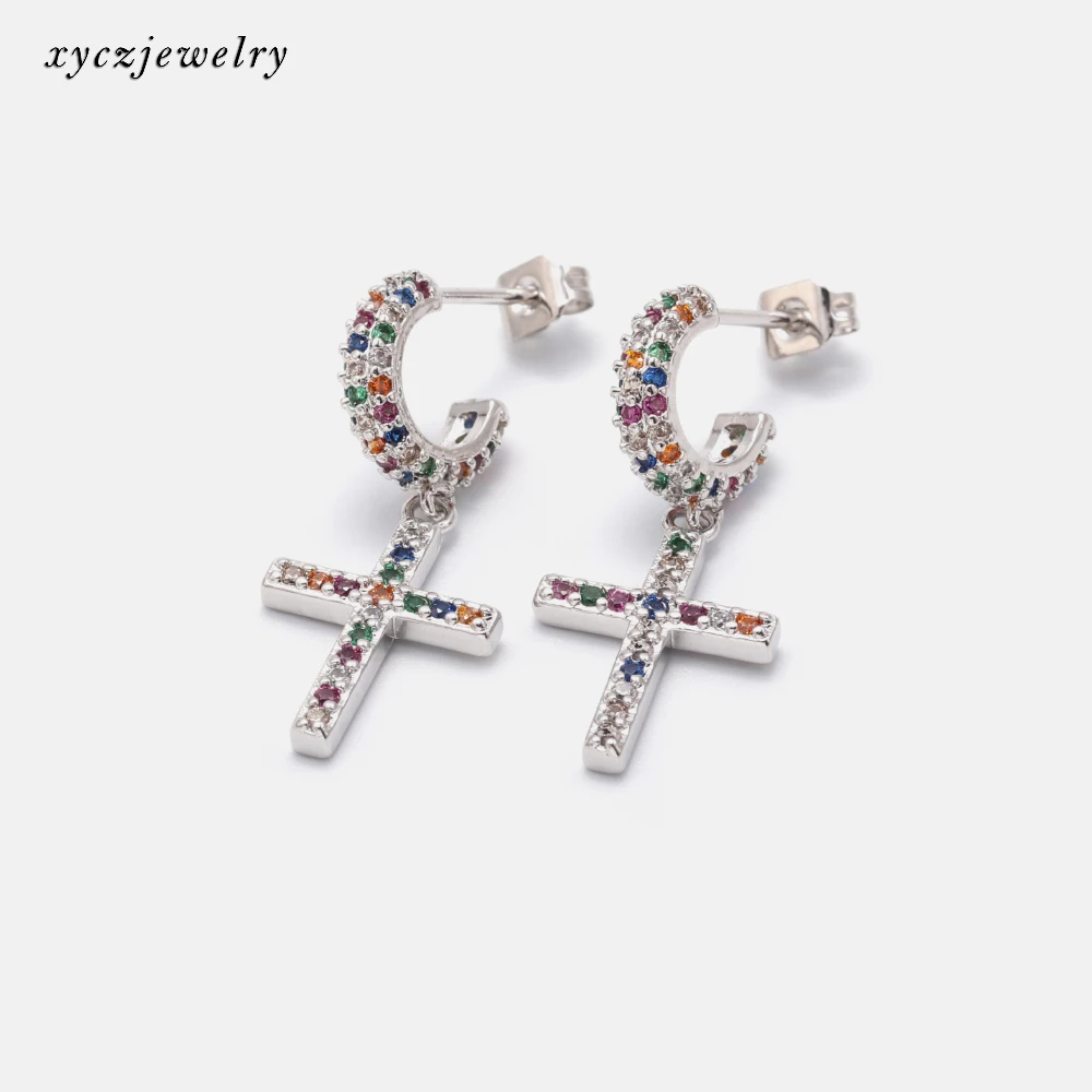 Holy cross mix color cz jesus good price stud earrings for women 2021