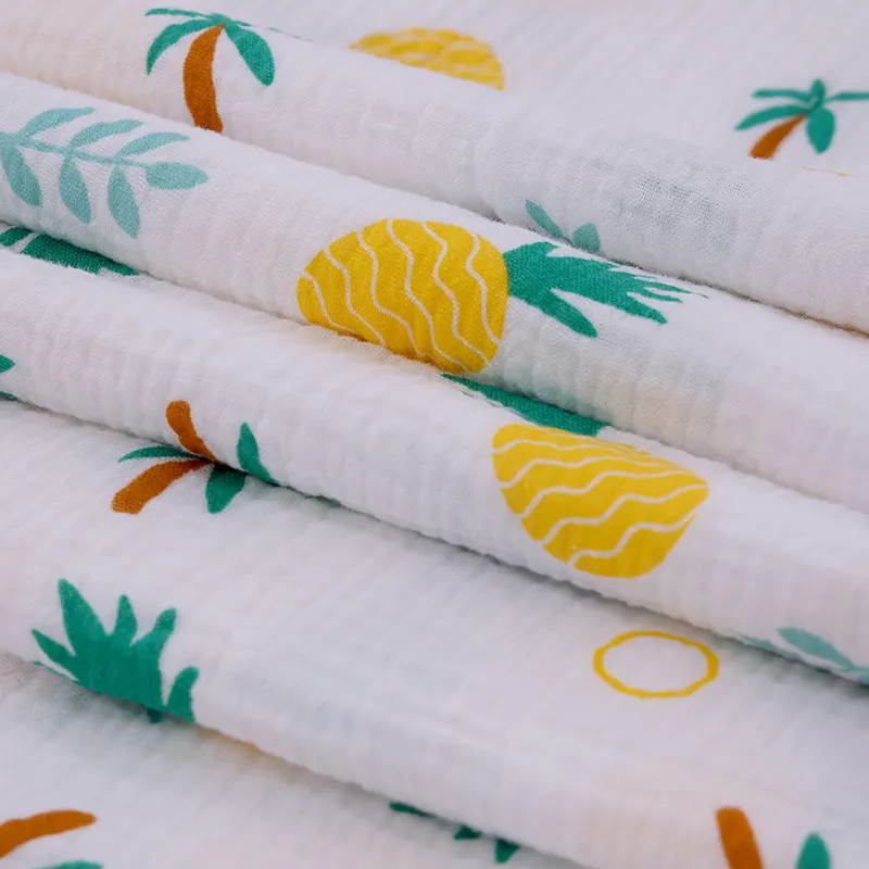 Hot sales Soft double layer 100%cotton 110gsm Woven Print Natural Colored for shirt baby blanket pajamas garment fabric