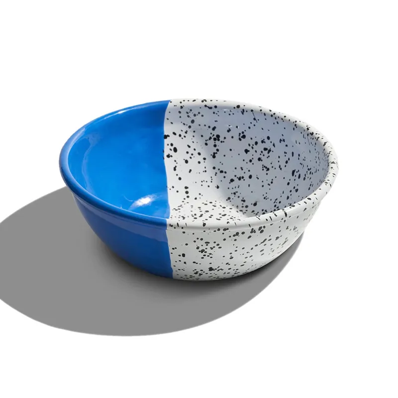 2022 New design personalized OEM half colored speckled carbon steel metal mixing enamel salad bowls