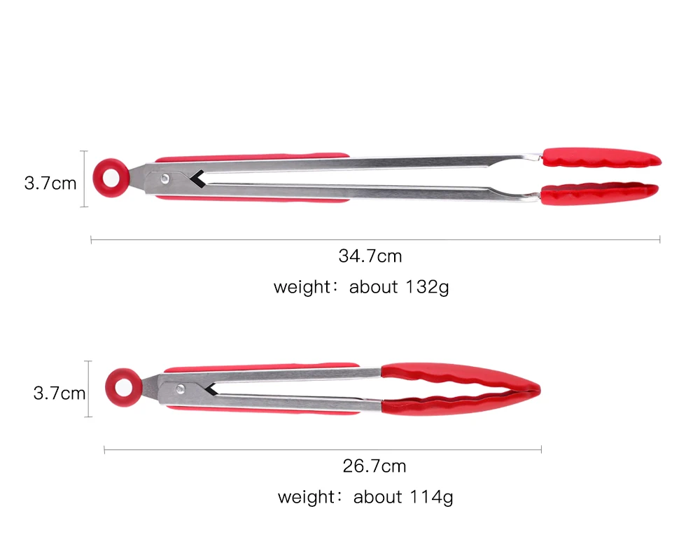 Heat Resistant Heavy Duty Clips for Cooking Auto-Locking Nonstick Stainless Steel Food Tong with Silicone Grip