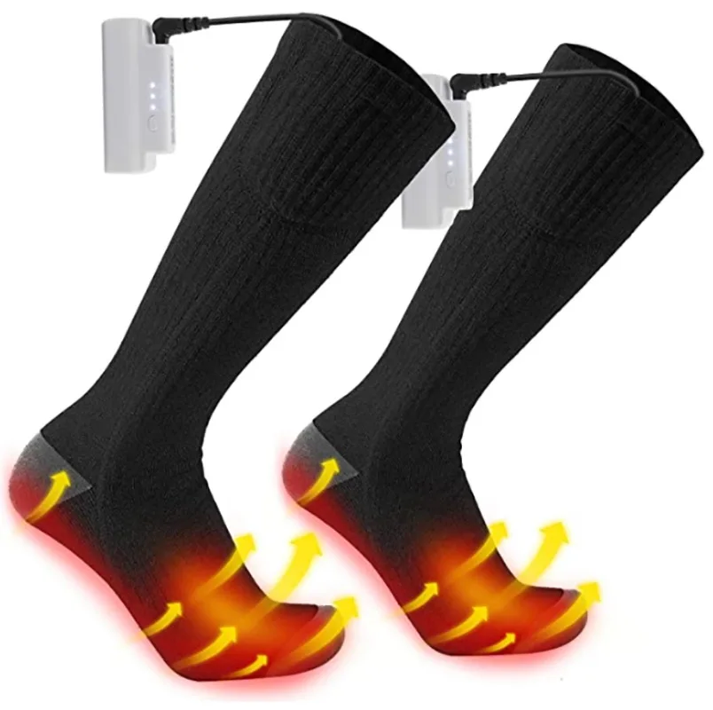 Thick Winter Outdoor Ski Thermal Rechargeable Battery Heated Hiking Socks Cozy Crew heated sock rechargeable