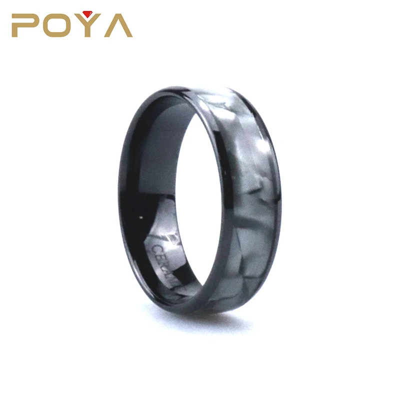 Poya 8mm Waterproof Smart NFC Chips Inlay White Black Ceramic Ring
