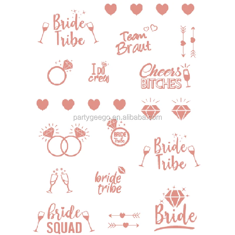 Bride And Bride Tribe Gold Temporary BIig Tattoos