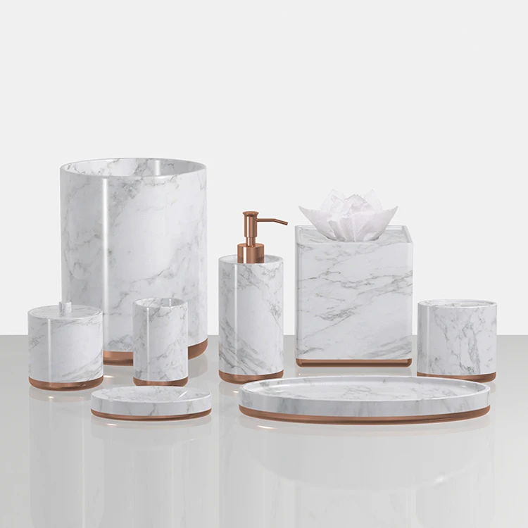 Custom OEM/ODM Poly resin bathroom Accessories Set bathroom sets accessory designers bathroom set
