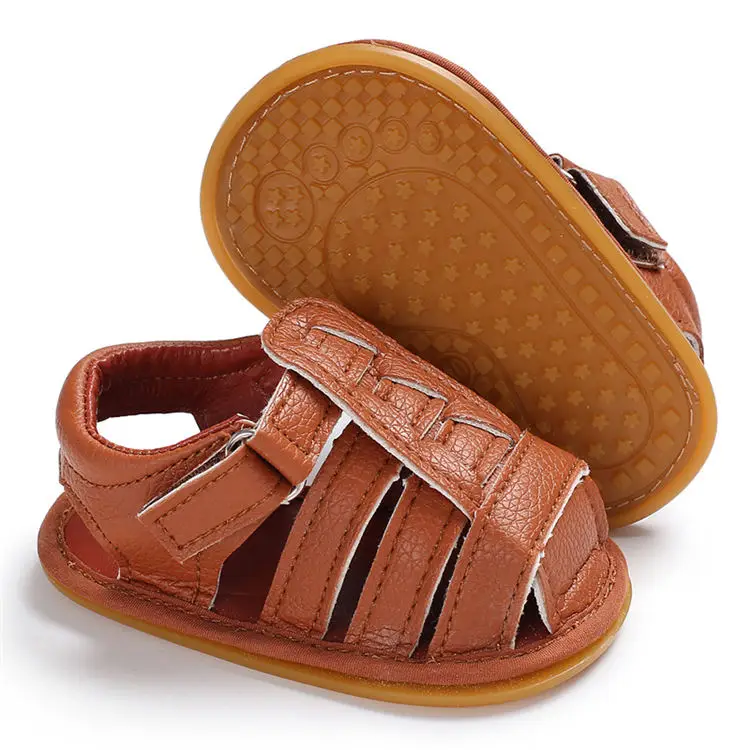 2022 hot sale Rubber sole PU leather summer Newborn boy baby sandals