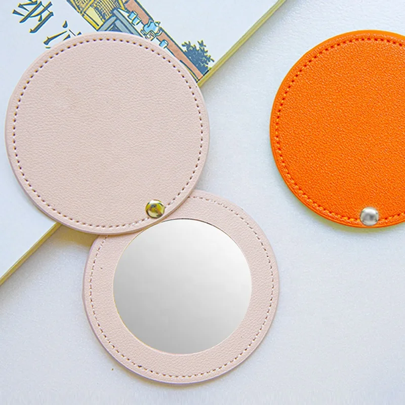 Mini PU Pocket Makeup Mirror Portable Cosmetic  Mirrors for Girls wholesale