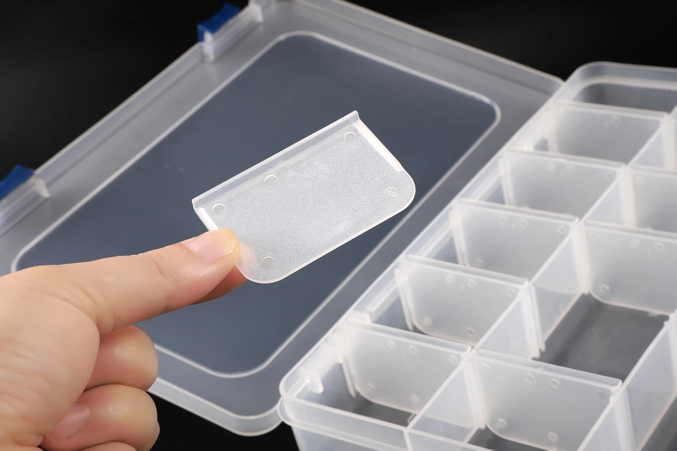 Removable storage box plastic transparent cosmetic fishing gear accessories rubber band storage box