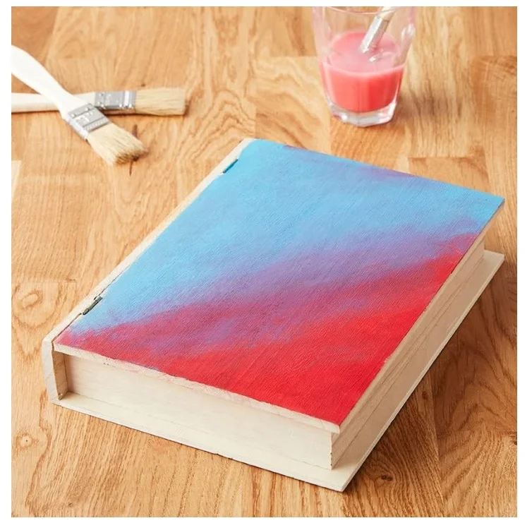DIY Painting Ready To Decorate Wood Box Unfinished Wooden Book Box For Trinkets Coins Jewlery  Valuables