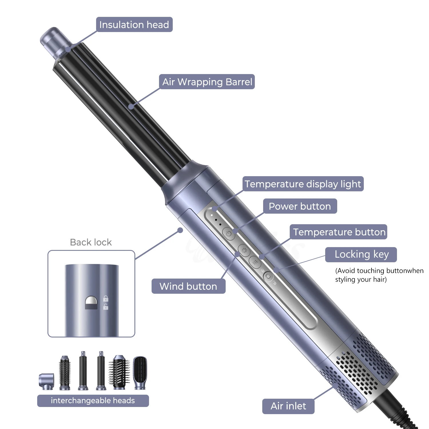 Newest 6 in 1 Hot Air Hair Styler Electric Heatless Hair Dryer Brush Set