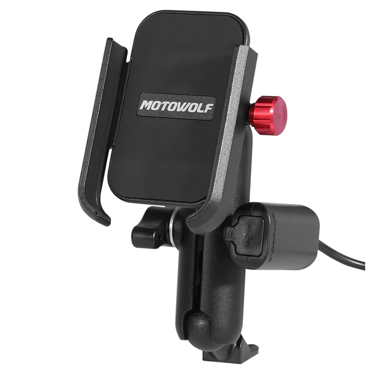 Adjustable Aluminum Mount Support Bicycle Mobile Bracket Mirror Motowolf Motorcycle Phone Holder Charger For Motorcycle