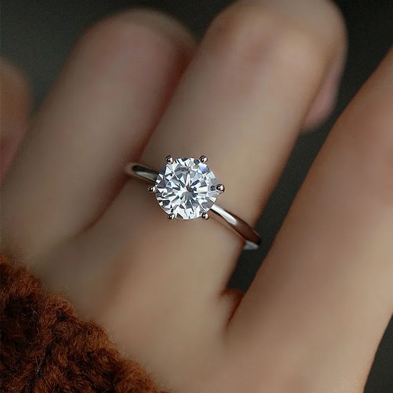 Classic jewelry  925 sterling silver round diamond CZ open adjustable wedding ring for women