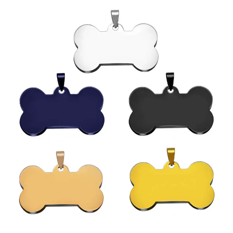 Wholesale Stainless Steel Collar Bone Dog Tag Charm Pet Name Pendant Bone Necklace Collar Puppy plate