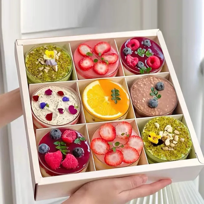 9 Hole Cake Box Picnic Take Out Cupcake Slice Cake Chocolate Macaroon Set Packing Packaging Box Take Away With Pvc Clear Window