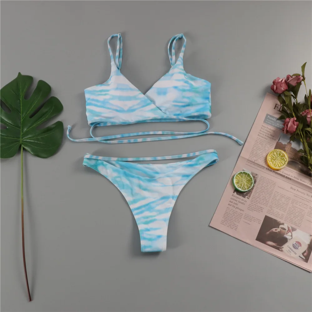 2022 Ins Sexy Ladies Print Bandage Bikini Women Swimwear Manufacturers Bikinis Woman Swimwear