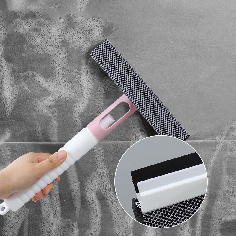 3 In 1 Window Cleaning Brush Glass Wiper for Bathroom Mirror Window With Spray Double-sided Window Cleaner Squeegee Wiper