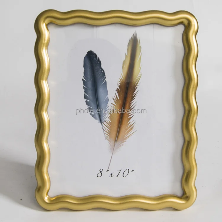 PHOTA Wood Wave Gallery Wall Frame with a glossy gold painted finish
