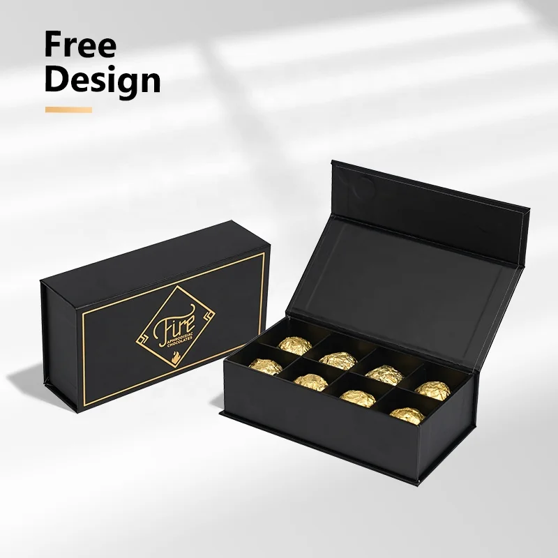 Luxury Hard Cardboard Magnet Box Chocolate Package Premium Empty Box With Lid Recycled Custom Logo Color Matt Lamination Divider