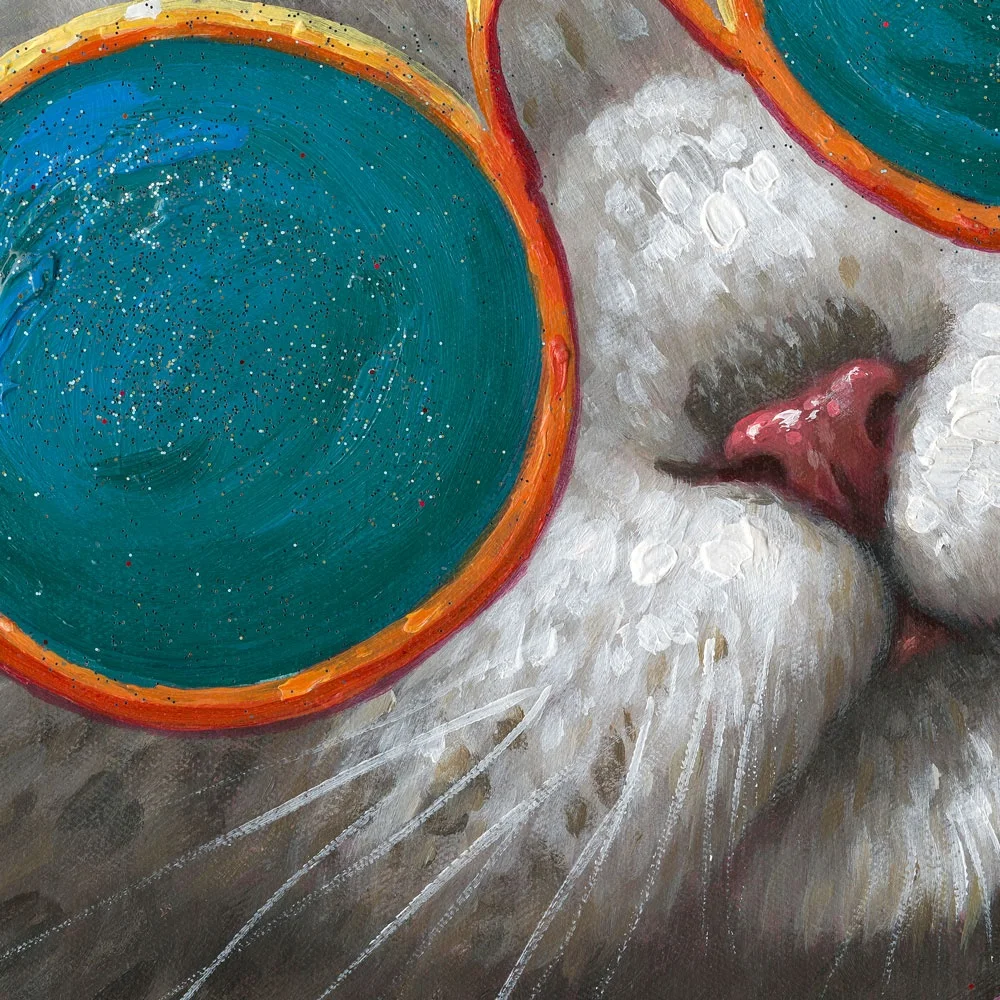 Artree Custom Funny Cute For Kids With Balloon Stretched Hand Wall Art Canvas Whimsy Animal Cat Oil Painting