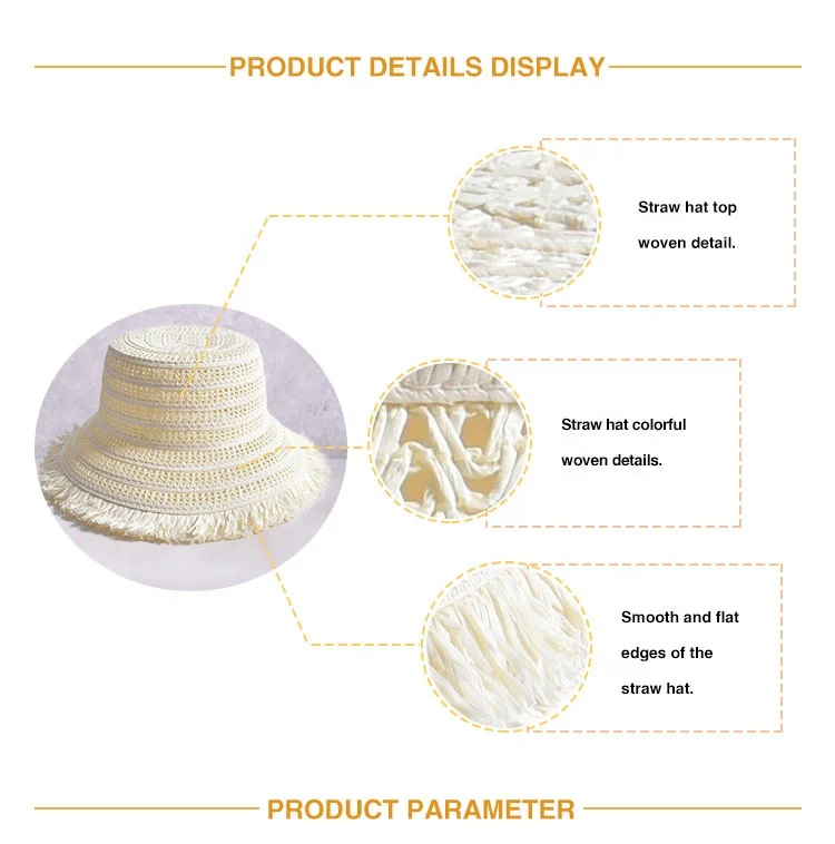 high quality sunshade fashion style straw hats female summer breathable straw bucket hat