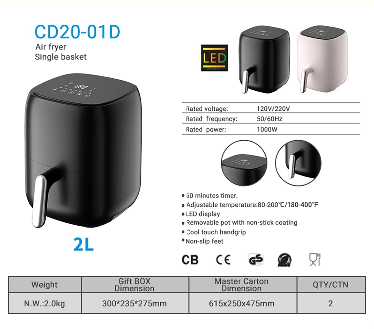 Kitchen Appliance Cooking Tool No Oil Industrial Air Fryer Digital Control Smart Smoke-Free Oven Air Fryers