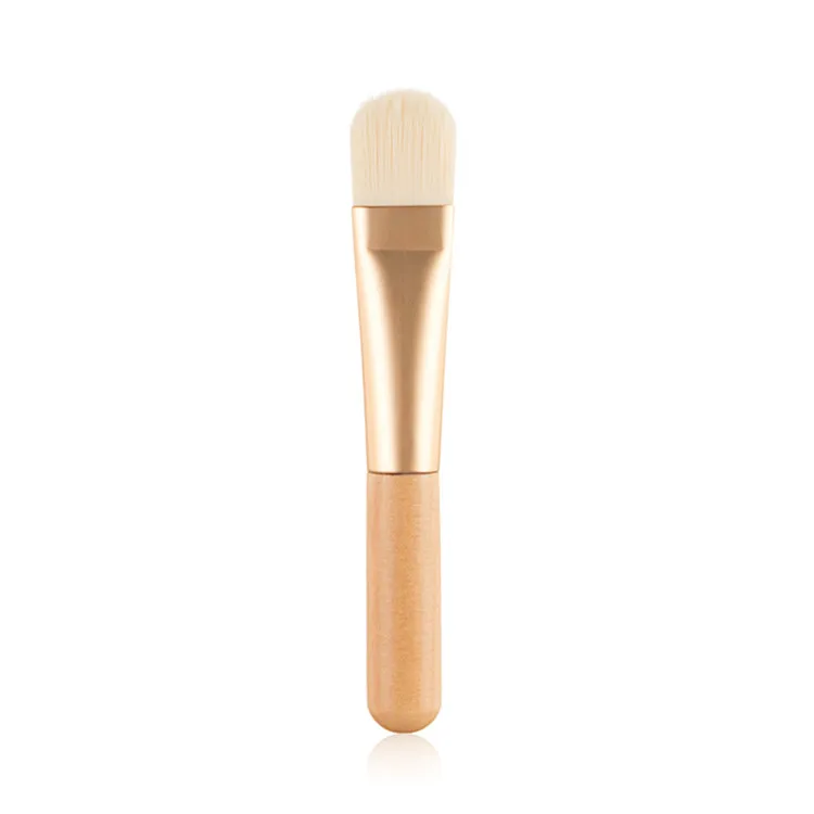 Custom Soft Foundation Brush Makeup Private Label Wooden Vegan Face Mask Brush