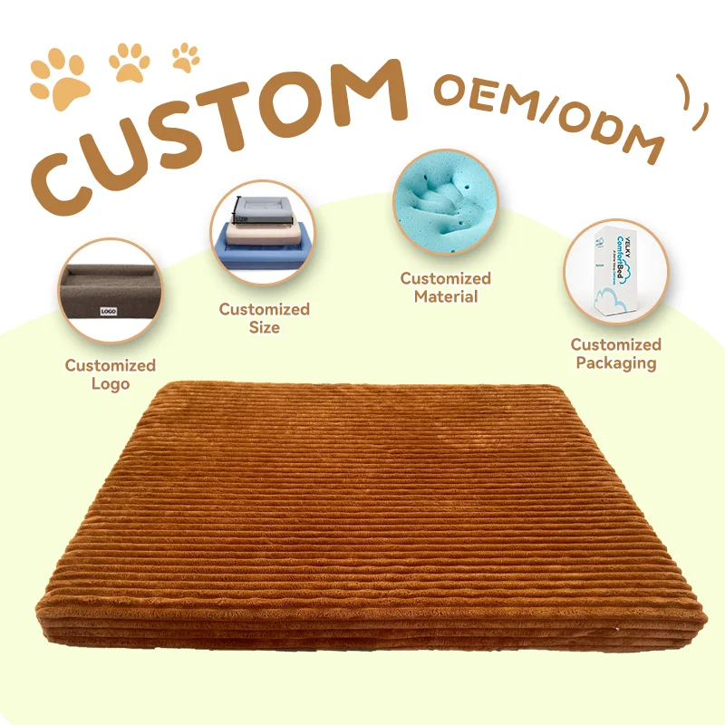 luxury Custom memory foam pet dog bed Travel waterproof designers washable cover Dog cushion memory foam large pet dog bed