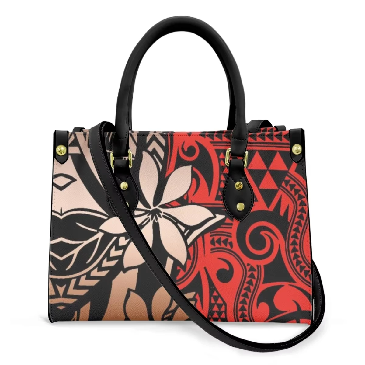 Wholesale Custom Portable Shopping Handbag Tote Women Polynesian Samoan Tattoo Luxury Designer Top Handle Shoulder Bag