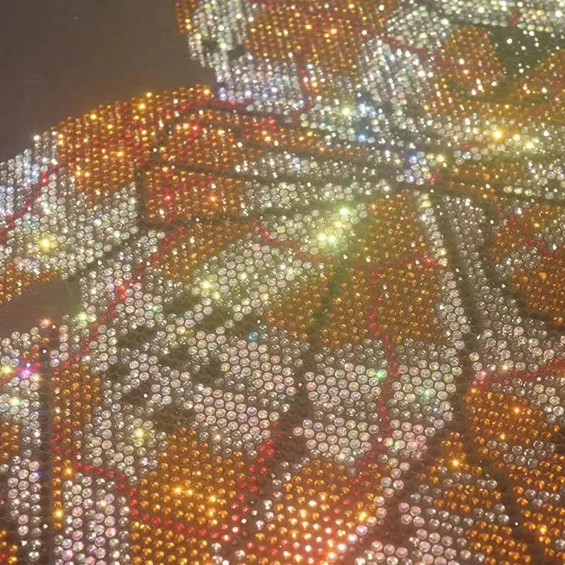 Factory Wholesale Hot fix Rhinestone Transfer Colorful Bling Rhinestone Designs Custom Rhinestone Motif Transfer For Shirt