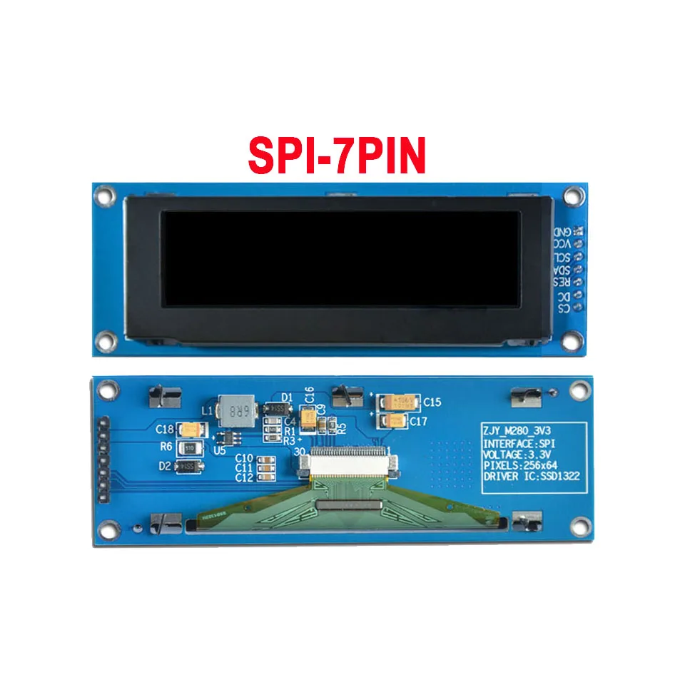 Реальный OLED-дисплей 2 8 дюйма 25664 256*64x35 мм SSD1322 Параллельный Последовательный SPI графический ЖК-модуль дисплей LCM панель