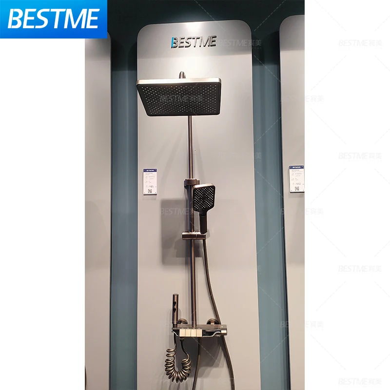 Gun Gray Bathroom Intelligent Piano Digital Display Faucet Shower Rainfall System Set Hot Cold 4 Functions Tap Shower Set