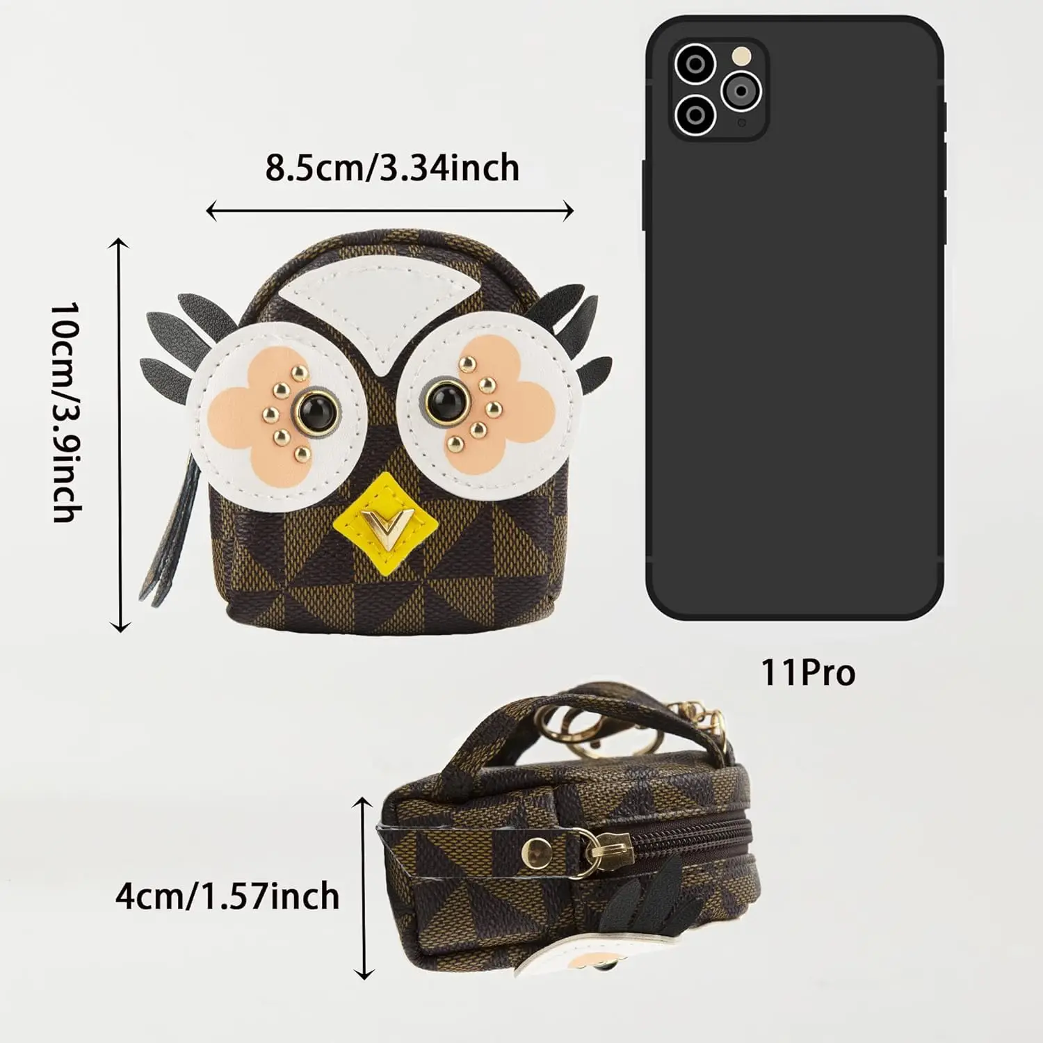 Fama Customized Mini Backpack Purse Organizer Small Backpack Owl Leather Coin Purse Keychain Zipper Change Wallet