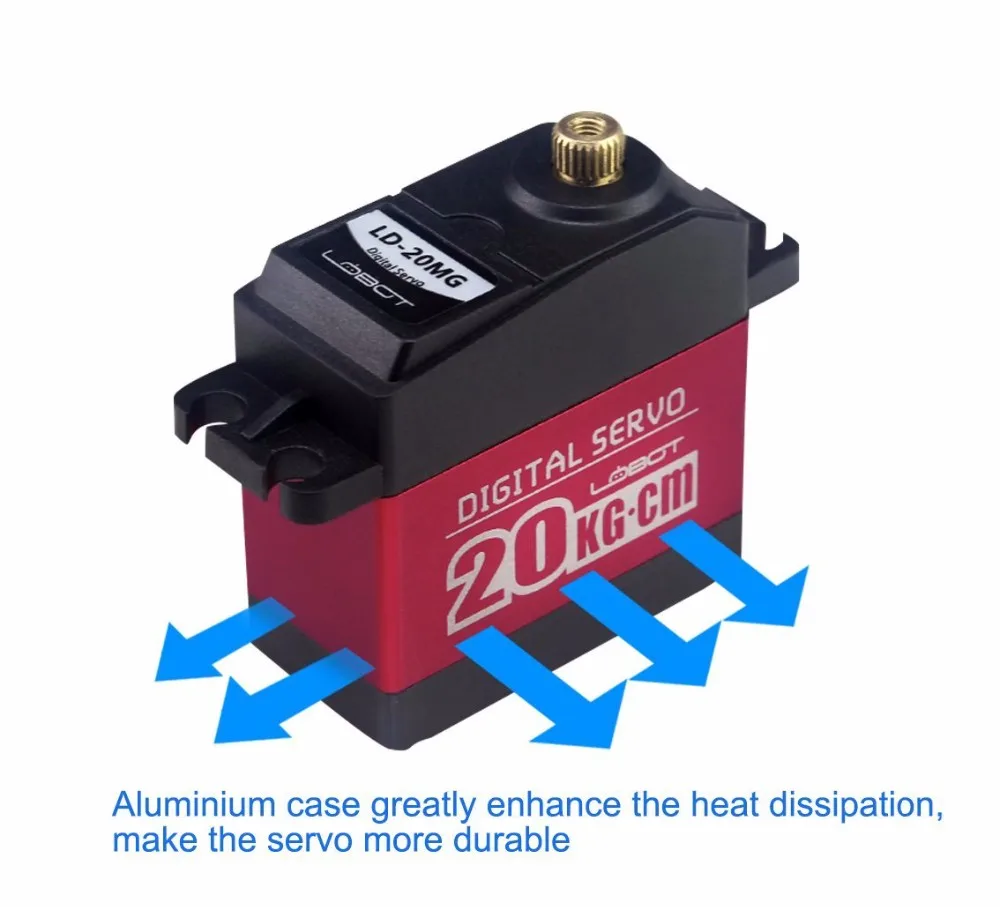 LD-20MG Full Metal Gear Digital Servo with 20kg High Torque, Aluminium Case for Robot RC Car