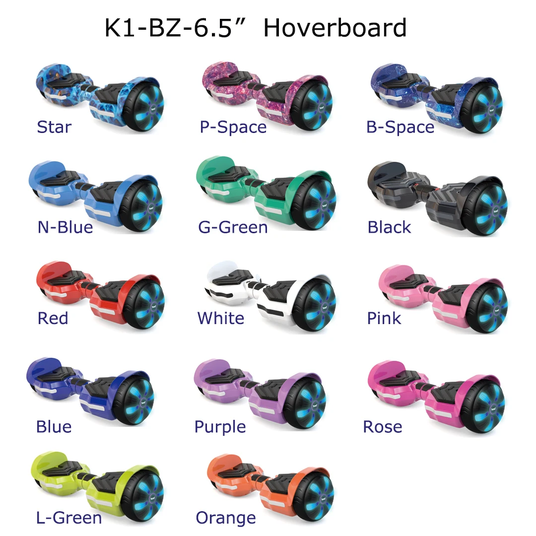 Hot sale 6.5 inch hoverboard with bluetooth music speaker LED light balancing electric scooter 2 wheel US EU drop shipping