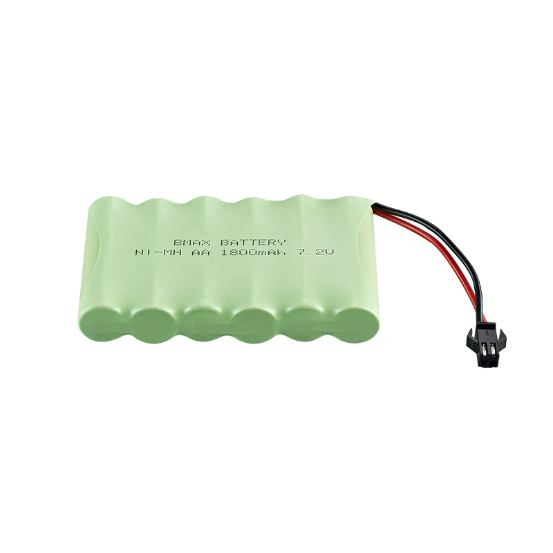 High Capacity NiMH Battery Pack AA 7.2V 1800mAh Battery with male SM 2P Plug for RC Cars and Trucks Rechargeable Batteries