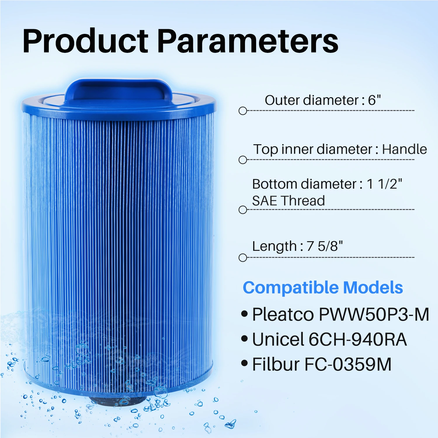 SQ.FT. 40 Pool water filter cartridge and spa pool filter cartridge replacement