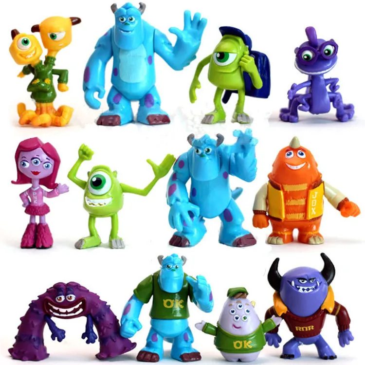 12pcs Monsters University Action Figure, PVC Mike Sullivan Figurine doll, Horrible Monsters figure toy for gifts
