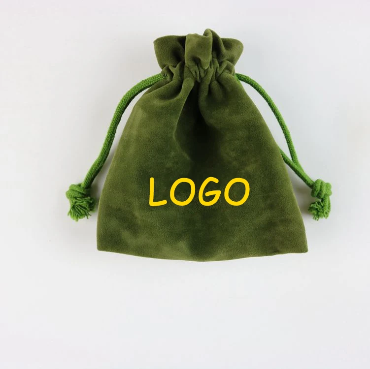 Custom dark green with drawstring jewellery soft velvet gift/jewellery bag high quality velvet bag
