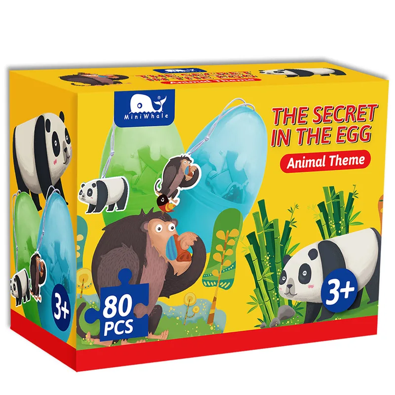 2024 New Arrivals Tiktok Hot Giant Panda Tiger Funny Egg Puzzle Children Puzzle Paper Baby Puzzle Children 3-6 years old