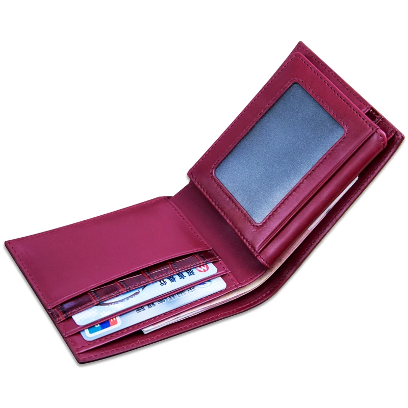 Wholesale Trifold  ID Credit Card Holder Genuine Leather Short Wallet For Men
