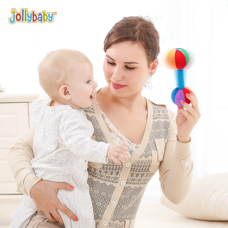 Jollybaby new product Early Educational Baby Rattles Toys Hands Shake ring Bell for Infant 0-12 Months
