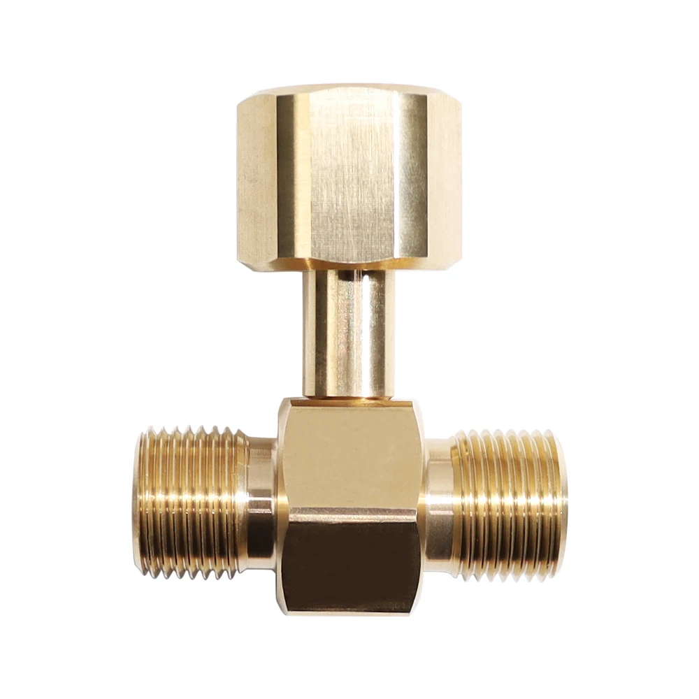 CGA320 W21.8 Brass Coupler Manifold Tee Connector T Type 3 Way Splitter for Co2 tank splitter