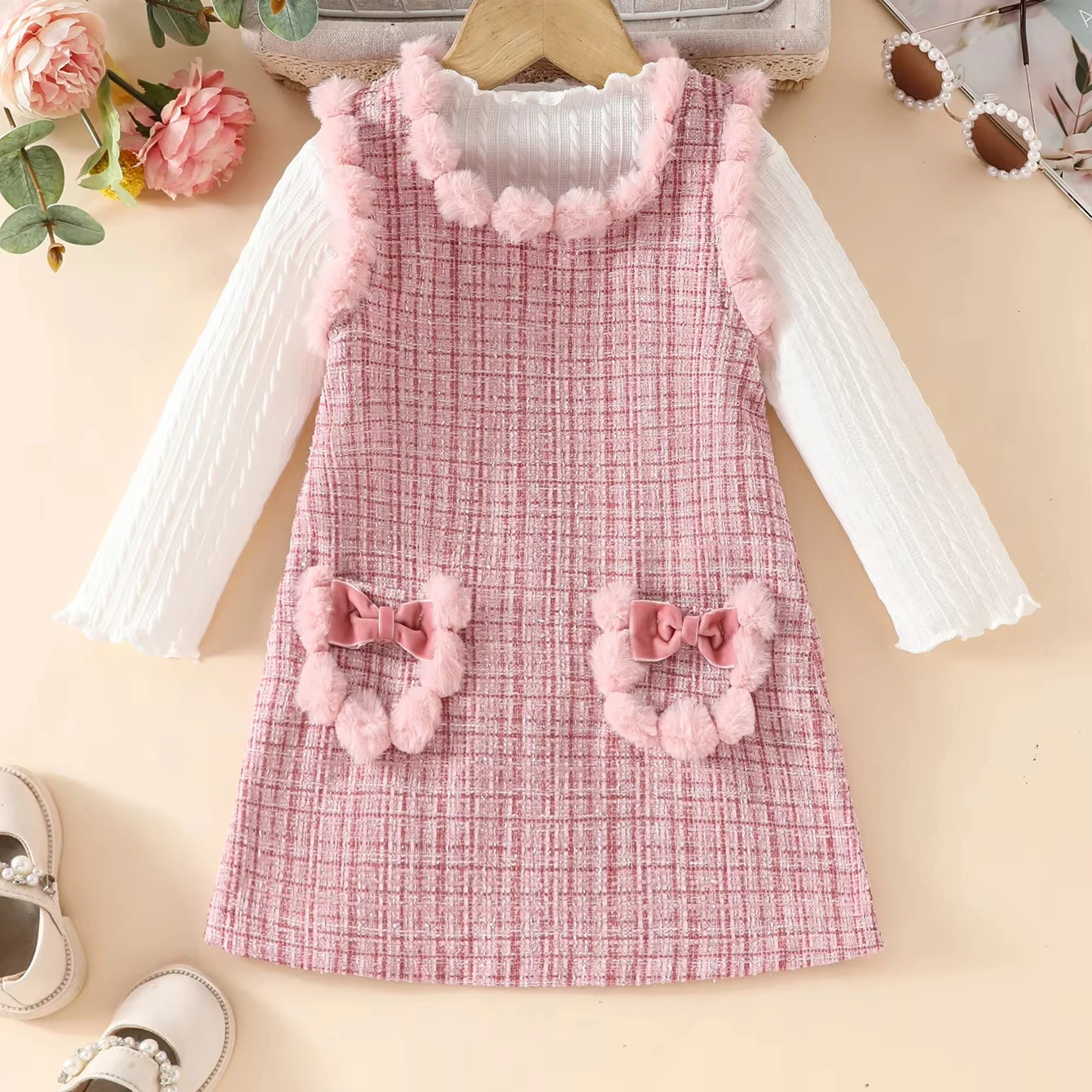 Girls  dress winter thickened Western style children vest skirt suit girls autumn and winter coat skirt
