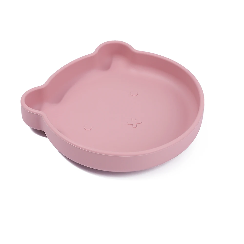 Bear Silicone Baby Kids Suction Food Plate Silicone Toddler Feeding Plate with Suction for Children