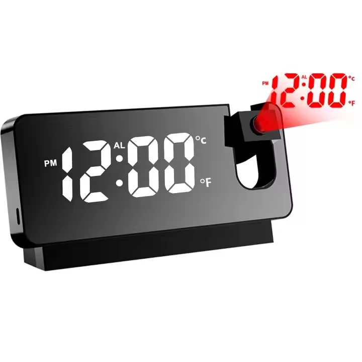 Цифровые светодиодные часы с большим экраном настольные USB питанием от 180 градусов регулируемый проекционный будильник электронным USB-кабелем