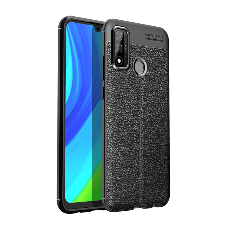 Чехол для телефона Huawei P Smart 2020 Y5p, чехол из искусственной кожи с узором Личи, мягкий бампер из ТПУ, жесткий защитный чехол из поликарбоната